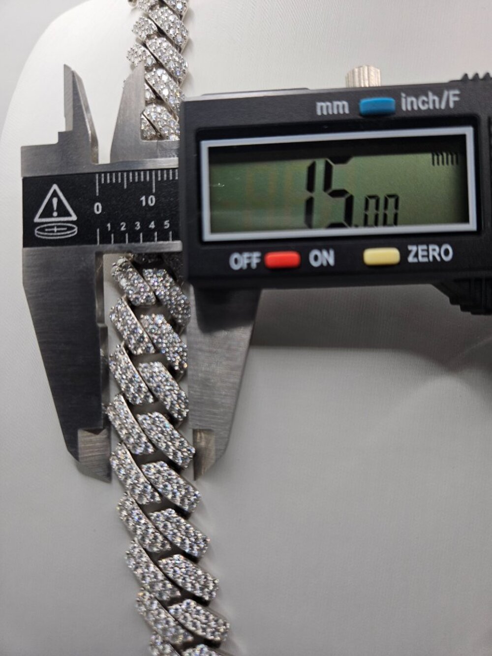 15mm Monaco Cuban Link Chain 24" 925 Sterling Silver Moissanite 176g - Picture 8 of 8